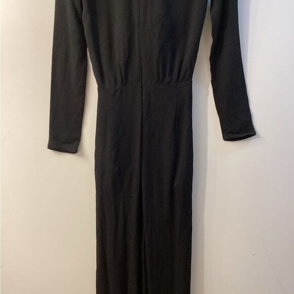 Reformation Ferris Black Tie Front Collared Long Sleeve Jumpsuit Size 4 - Picture 11 of 16
